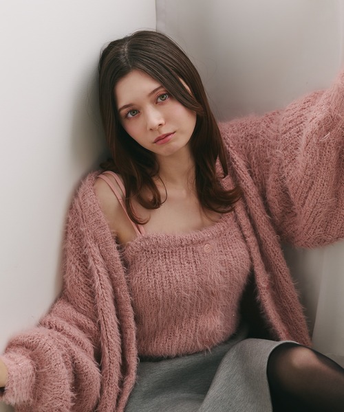 fupel（フぺル）の「lame shaggy knit cami cardigan / ラメ