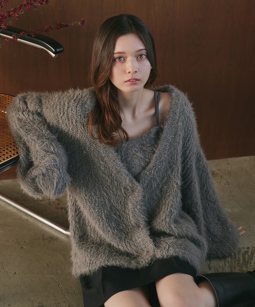 シャギーニット ラメ sullen ファー apres jour（アプレジュール）の「ふわふわラメシャギーニット