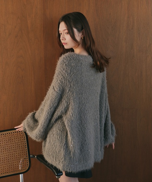 fupel（フぺル）の「lame shaggy knit cami cardigan / ラメ
