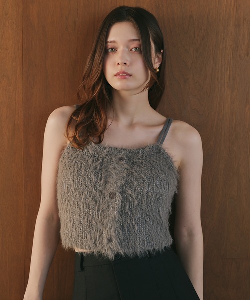 fupel(フぺル)の「lame shaggy knit cami cardigan / ラメシャギーニットキャミカーディガン(アンサンブル・レディース・グレー/ピンク・FREE)」の16枚目の写真