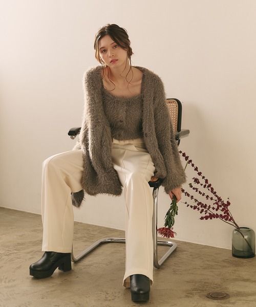fupel(フぺル)の「lame shaggy knit cami cardigan / ラメシャギーニットキャミカーディガン(アンサンブル・レディース・グレー/ピンク・FREE)」の8枚目の写真