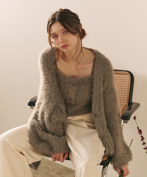 cygne  ラメニットカーディガン&ニットキャミ　セット cygne ラメニットカーディガン&ニットキャミセット