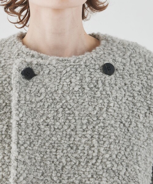 カーリーコーテッド カラーレスショートトレンチコート（ノー