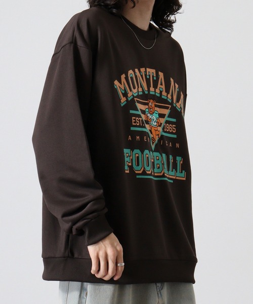 MODISH GAZE(モディシュガゼ)の「MODISH GAZE 裏毛 クルーネック 長袖 BIG スウェット カレッジ マスコット(スウェット・メンズ・オフホワイト/ダークブラウン/チャコール・L/M)」の16枚目の写真