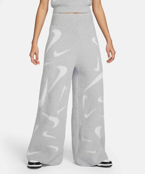 ナイキ スポーツウェア フェニックス コージー ブークレ ウィメンズ ハイウエスト ワイドレッグ ニット パンツ / Nike Sports Phoenix Cozy Boucle Women´s High-Waisted Wide-Leg Knit Pants FD4289-077 Light Smoke Grey