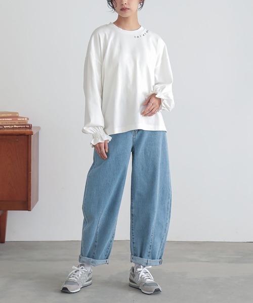 n'OrLABEL（ノアールレーベル）の「『キャンディスリーブロゴカットソー』（Tシャツ/カットソー・レディース・ネイビー/オフホワイト/グリーン・FREE）」の8枚目の写真