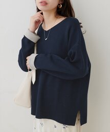 WフェイスVネックゆるニット