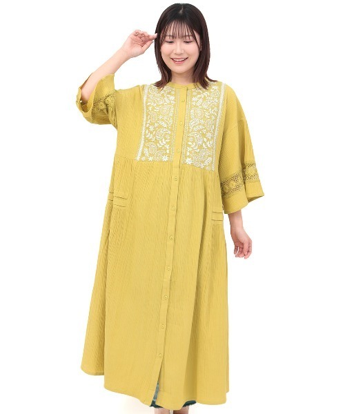 チチカカ（チチカカ）の「Rico クレープペイズリー刺繍ワンピース（ワンピース・レディース・イエロー/ライトベージュ/チャコールグレー・FREE）」の11枚目の写真