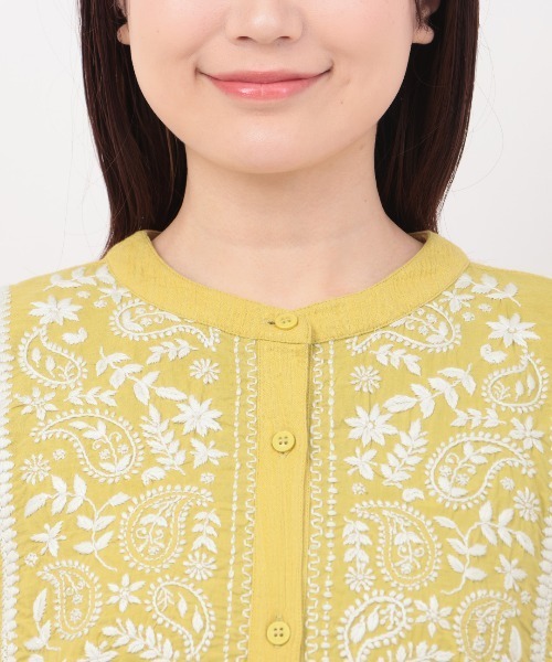 チチカカ（チチカカ）の「Rico クレープペイズリー刺繍ワンピース（ワンピース・レディース・イエロー/ライトベージュ/チャコールグレー・FREE）」の15枚目の写真