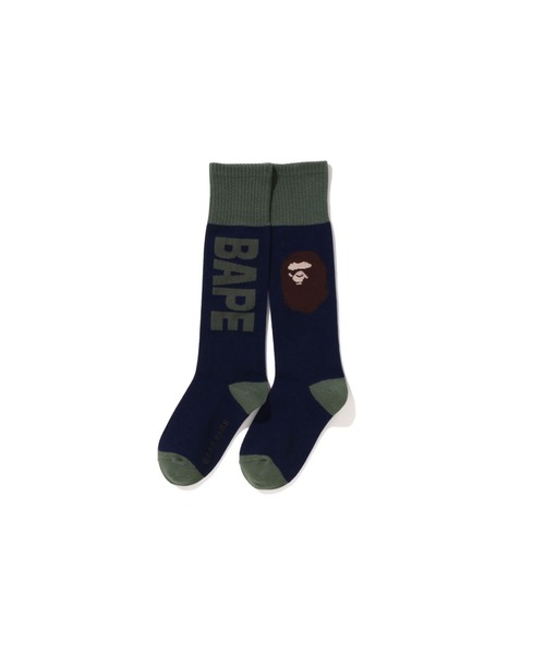 A BATHING APE(アベイシングエイプ)の「APE HEAD RIB SOCKS(ソックス/靴下・キッズ・ネイビー/レッド・SMALL/MEDIUM/LARGE)」の2枚目の写真