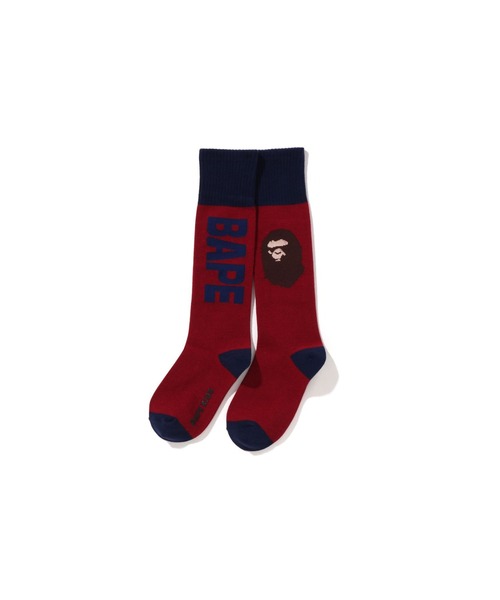 A BATHING APE(アベイシングエイプ)の「APE HEAD RIB SOCKS(ソックス/靴下・キッズ・ネイビー/レッド・SMALL/MEDIUM/LARGE)」の1枚目の写真