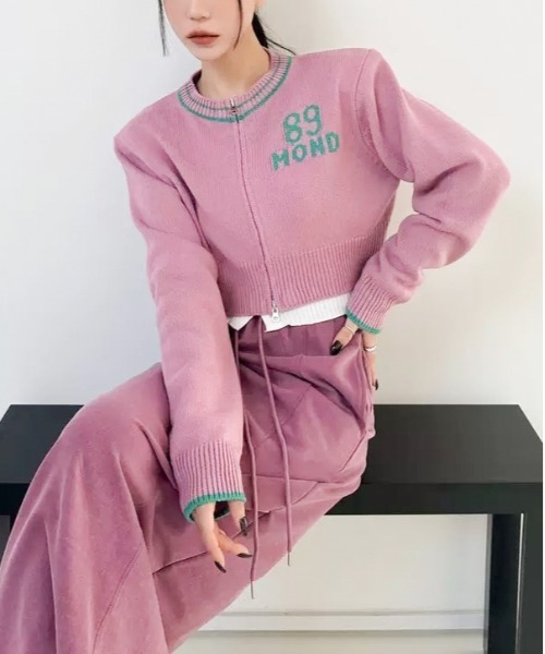 Per sist ence(パーシエンス)の「ショート丈 Wジップ 配色デザインニットカーディガン(カーディガン/ボレロ・レディース・ピンク/ベージュ/グレー/ブラック・FREE)」の12枚目の写真
