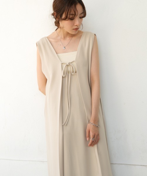 Bab(バブ)の「【低身長さん向けサイズあり】【マタニティ】【イージーケア】イージージョーゼット前後2WAYジャンパースカート(ワンピース・レディース・アイボリー/ベージュ/チャコールグレー/モカ/ブラック・S/M)」の5枚目の写真