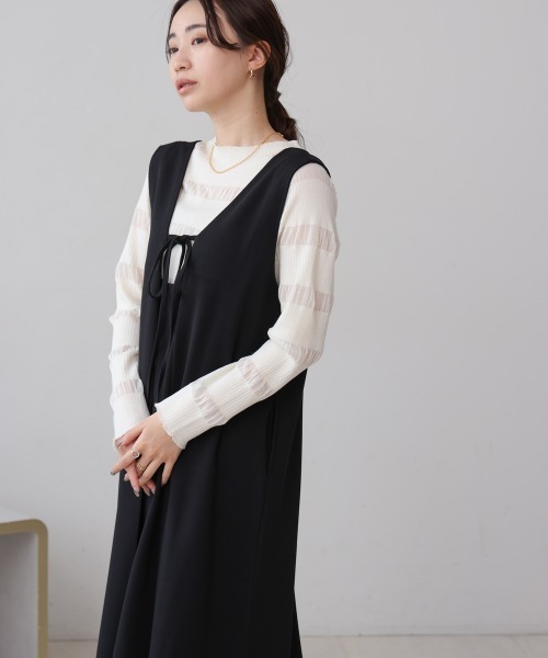 Bab(バブ)の「【低身長さん向けサイズあり】【マタニティ】【イージーケア】イージージョーゼット前後2WAYジャンパースカート(ワンピース・レディース・アイボリー/ベージュ/チャコールグレー/モカ/ブラック・S/M)」の22枚目の写真