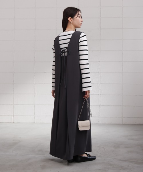 Bab(バブ)の「【低身長さん向けサイズあり】【マタニティ】【イージーケア】イージージョーゼット前後2WAYジャンパースカート(ワンピース・レディース・アイボリー/ベージュ/チャコールグレー/モカ/ブラック・S/M)」の20枚目の写真