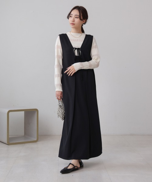 Bab(バブ)の「【低身長さん向けサイズあり】【マタニティ】【イージーケア】イージージョーゼット前後2WAYジャンパースカート(ワンピース・レディース・アイボリー/ベージュ/チャコールグレー/モカ/ブラック・S/M)」の21枚目の写真