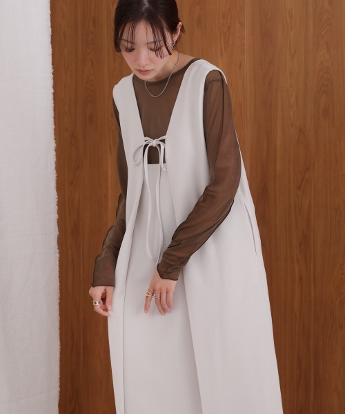 Bab(バブ)の「【低身長さん向けサイズあり】【マタニティ】【イージーケア】イージージョーゼット前後2WAYジャンパースカート(ワンピース・レディース・アイボリー/ベージュ/チャコールグレー/モカ/ブラック・S/M)」の19枚目の写真