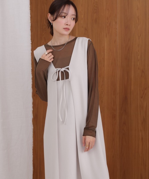 Bab(バブ)の「【低身長さん向けサイズあり】【マタニティ】【イージーケア】イージージョーゼット前後2WAYジャンパースカート(ワンピース・レディース・アイボリー/ベージュ/チャコールグレー/モカ/ブラック・S/M)」の15枚目の写真