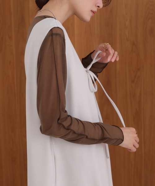 Bab(バブ)の「【低身長さん向けサイズあり】【マタニティ】【イージーケア】イージージョーゼット前後2WAYジャンパースカート(ワンピース・レディース・アイボリー/ベージュ/チャコールグレー/モカ/ブラック・S/M)」の18枚目の写真