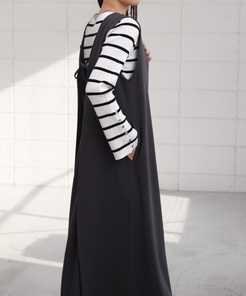 Bab(バブ)の「【低身長さん向けサイズあり】【マタニティ】【イージーケア】イージージョーゼット前後2WAYジャンパースカート(ワンピース・レディース・アイボリー/ベージュ/チャコールグレー/モカ/ブラック・S/M)」の10枚目の写真