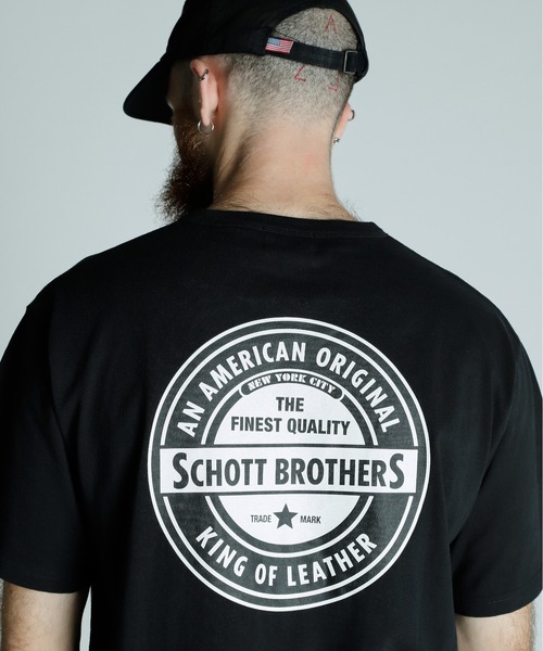 Schott(ショット)の「Schott/ショット/T-SHIRT OVAL LOGO/Tシャツ オーバルロゴ(Tシャツ/カットソー・メンズ・ブラック/ホワイト/ネイビー・2XL/XL/L/M)」の3枚目の写真