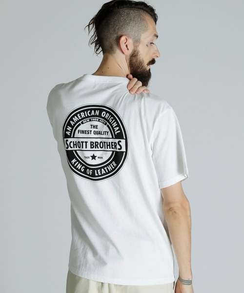 Schott(ショット)の「Schott/ショット/T-SHIRT OVAL LOGO/Tシャツ オーバルロゴ(Tシャツ/カットソー・メンズ・ブラック/ホワイト/ネイビー・2XL/XL/L/M)」の4枚目の写真