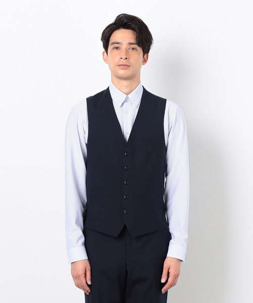 COMME CA ISM(コムサイズム)の「【セットアップ対応】トロピカルベスト ポリエステル/ウール(スーツベスト・メンズ・ネイビー/ブラック・SMALL/MEDIUM/LARGE)」の8枚目の写真