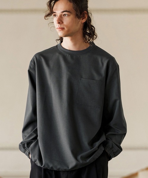 CAMBIO(カンビオ)の「mlt5085- シックアンドシン布帛ロンT(Tシャツ/カットソー・メンズ・アイボリー/チャコール・M/L/XL)」の4枚目の写真