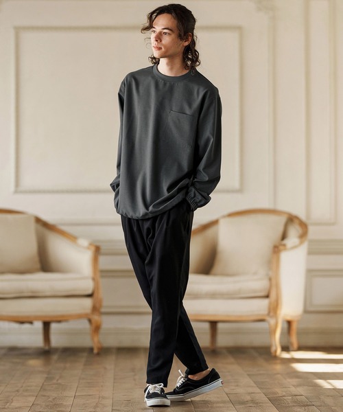 CAMBIO(カンビオ)の「mlt5085- シックアンドシン布帛ロンT(Tシャツ/カットソー・メンズ・アイボリー/チャコール・M/L/XL)」の7枚目の写真