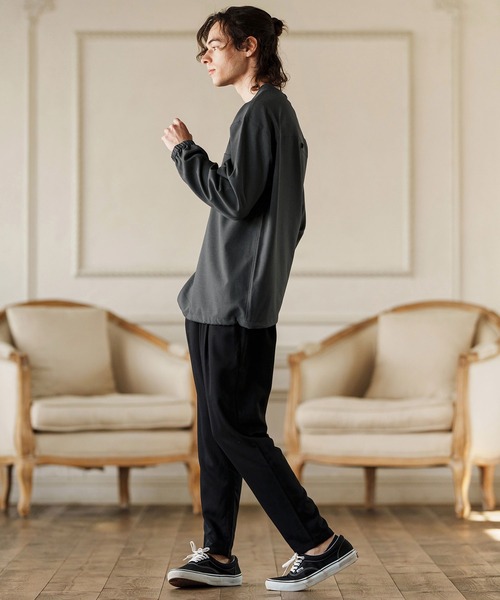CAMBIO(カンビオ)の「mlt5085- シックアンドシン布帛ロンT(Tシャツ/カットソー・メンズ・アイボリー/チャコール・M/L/XL)」の8枚目の写真