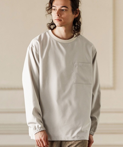 CAMBIO(カンビオ)の「mlt5085- シックアンドシン布帛ロンT(Tシャツ/カットソー・メンズ・アイボリー/チャコール・M/L/XL)」の11枚目の写真