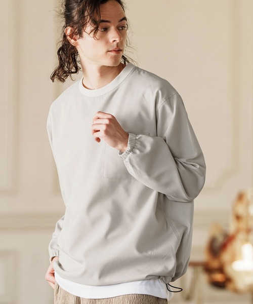 CAMBIO(カンビオ)の「mlt5085- シックアンドシン布帛ロンT(Tシャツ/カットソー・メンズ・アイボリー/チャコール・M/L/XL)」の12枚目の写真