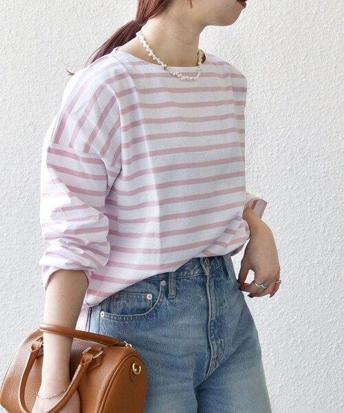 SHIPS any(シップス エニィ)の「Le minor:〈洗濯機可能〉ロングスリーブ ボーダー TEE 25SS(Tシャツ/カットソー・レディース・ブルー/ピンク/グリーン/ネイビー・ONE SIZE)」の11枚目の写真