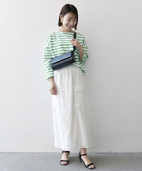 未使用★LE MINOR ロングスリーブ★薄手　ボーダー セール】Le minor:〈洗濯機可能〉ロングスリーブ ボーダー TEE