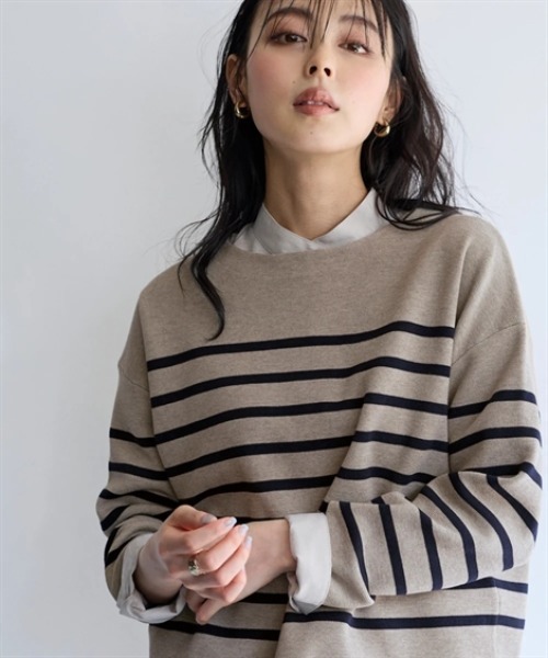 Maison INNESS（メゾンアイネス）の「マシュマロニットミラノリブボートネックトップス＜大きいサイズ有＞（ニット/セーター・レディース・ホワイト系1/ホワイト系2/ネイビー系/ブラック/ピンク/グレー/ベージュ系1/ブラウン系1/ベージュ系2・S/M/L/LL/3L/4L/5L）」の5枚目の写真