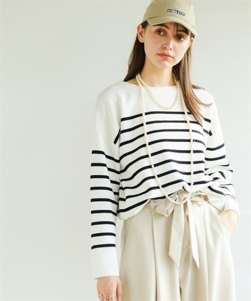 Maison INNESS（メゾンアイネス）の「マシュマロニットミラノリブボートネックトップス＜大きいサイズ有＞（ニット/セーター・レディース・ホワイト系1/ホワイト系2/ネイビー系/ブラック/ピンク/グレー/ベージュ系1/ブラウン系1/ベージュ系2・S/M/L/LL/3L/4L/5L）」の21枚目の写真