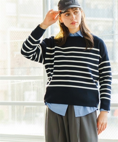 Maison INNESS（メゾンアイネス）の「マシュマロニットミラノリブボートネックトップス＜大きいサイズ有＞（ニット/セーター・レディース・ホワイト系1/ホワイト系2/ネイビー系/ブラック/ピンク/グレー/ベージュ系1/ブラウン系1/ベージュ系2・S/M/L/LL/3L/4L/5L）」の11枚目の写真