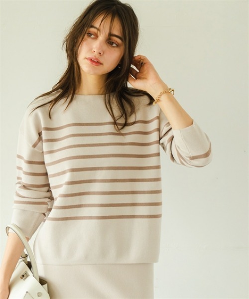 Maison INNESS（メゾンアイネス）の「マシュマロニットミラノリブボートネックトップス＜大きいサイズ有＞（ニット/セーター・レディース・ホワイト系1/ホワイト系2/ネイビー系/ブラック/ピンク/グレー/ベージュ系1/ブラウン系1/ベージュ系2・S/M/L/LL/3L/4L/5L）」の16枚目の写真