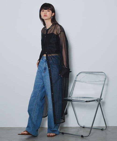 ELLEgirl バック刺繍シアーシャツワンピース ピンク バック刺繍シアーシャツワンピース ELLEgirl｜クロスプラス公式