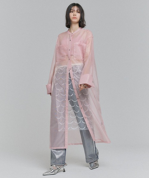 ELLEgirl(エルガール)の「バック刺繍シアーシャツワンピース【ELLEgirl/エルガール】(シャツワンピース・レディース・ブラック/ベージュ/ピンク・FREE)」の5枚目の写真