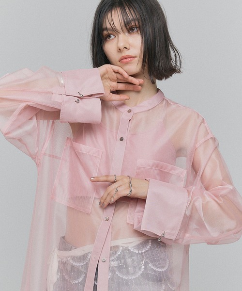 ELLEgirl(エルガール)の「バック刺繍シアーシャツワンピース【ELLEgirl/エルガール】(シャツワンピース・レディース・ブラック/ベージュ/ピンク・FREE)」の21枚目の写真