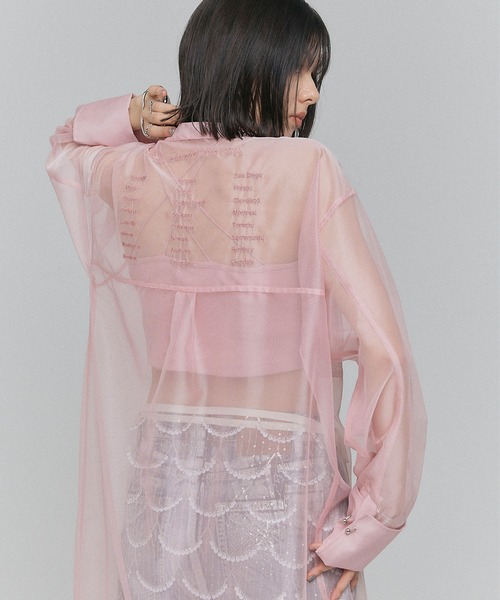 ELLEgirl(エルガール)の「バック刺繍シアーシャツワンピース【ELLEgirl/エルガール】(シャツワンピース・レディース・ブラック/ベージュ/ピンク・FREE)」の19枚目の写真