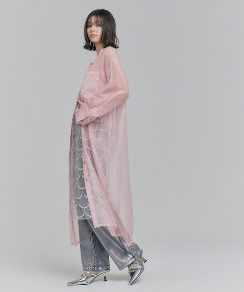 ELLEgirl(エルガール)の「バック刺繍シアーシャツワンピース【ELLEgirl/エルガール】(シャツワンピース・レディース・ブラック/ベージュ/ピンク・FREE)」の14枚目の写真