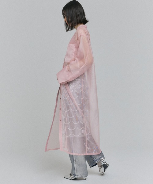 ELLEgirl(エルガール)の「バック刺繍シアーシャツワンピース【ELLEgirl/エルガール】(シャツワンピース・レディース・ブラック/ベージュ/ピンク・FREE)」の10枚目の写真