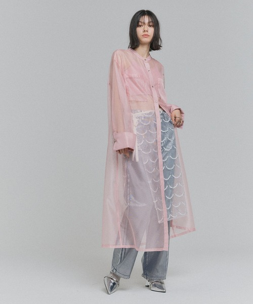 ELLEgirl(エルガール)の「バック刺繍シアーシャツワンピース【ELLEgirl/エルガール】(シャツワンピース・レディース・ブラック/ベージュ/ピンク・FREE)」の7枚目の写真