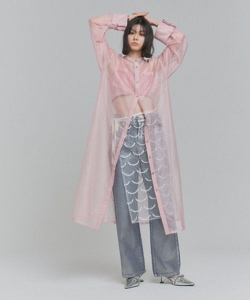 ELLEgirl(エルガール)の「バック刺繍シアーシャツワンピース【ELLEgirl/エルガール】(シャツワンピース・レディース・ブラック/ベージュ/ピンク・FREE)」の8枚目の写真