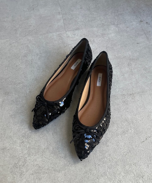 DouDou（ドゥドゥ）の「スパンコールポインテッドバレエ（バレエシューズ・レディース・シルバー/ブラック/ベージュ・23cm/23.5cm/24cm/24.5cm）」の10枚目の写真