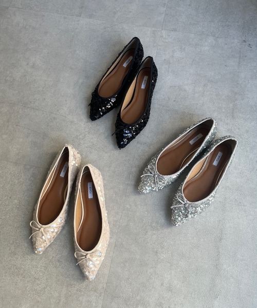 DouDou（ドゥドゥ）の「スパンコールポインテッドバレエ（バレエシューズ・レディース・シルバー/ブラック/ベージュ・23cm/23.5cm/24cm/24.5cm）」の11枚目の写真