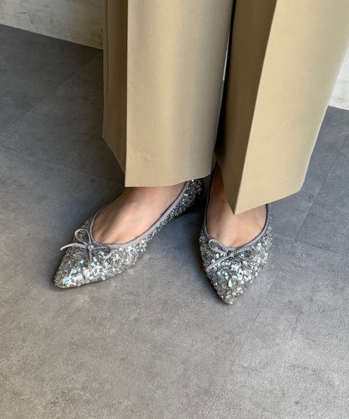 DouDou（ドゥドゥ）の「スパンコールポインテッドバレエ（バレエシューズ・レディース・シルバー/ブラック/ベージュ・23cm/23.5cm/24cm/24.5cm）」の15枚目の写真