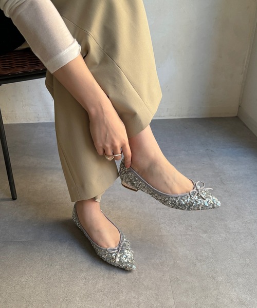 DouDou（ドゥドゥ）の「スパンコールポインテッドバレエ（バレエシューズ・レディース・シルバー/ブラック/ベージュ・23cm/23.5cm/24cm/24.5cm）」の16枚目の写真